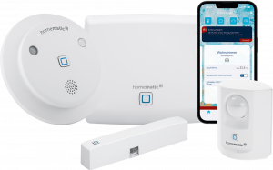 Homematic IP Starter Set Alarm mit Access Point, Alarmsirene, Fenster-/Trkontakt, Bewegungsmelder
