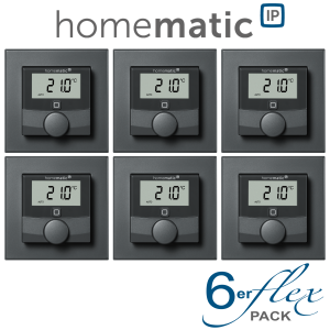 6er Set - Homematic IP Wandthermostat, anthrazit - HmIP-WTH-A - 159820A0